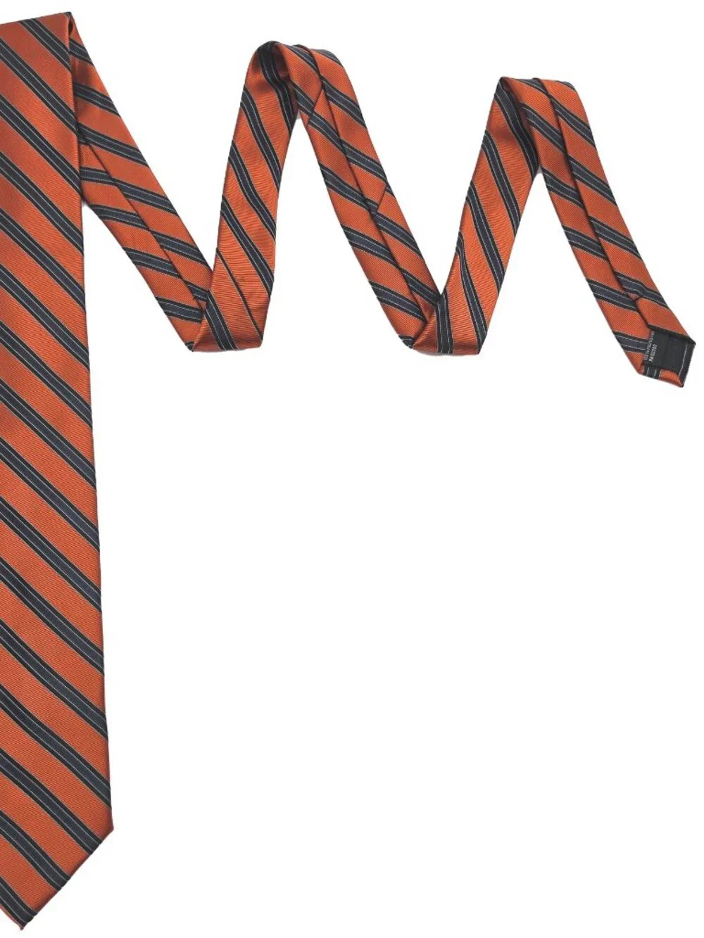 CTR Clothing Rust-Orange Black Striped Polyester Repp Tie Necktie 3.5 x 59